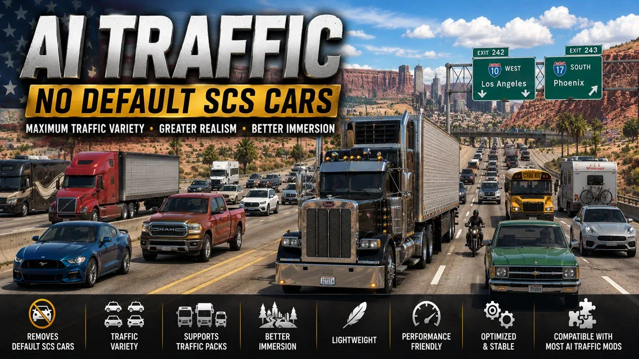 ATS AI Traffic No Default SCS Cars (Kass) para American Truck Simulator