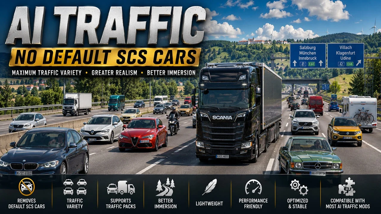 AI Traffic No Default SCS Cars for Euro Truck Simulator 2