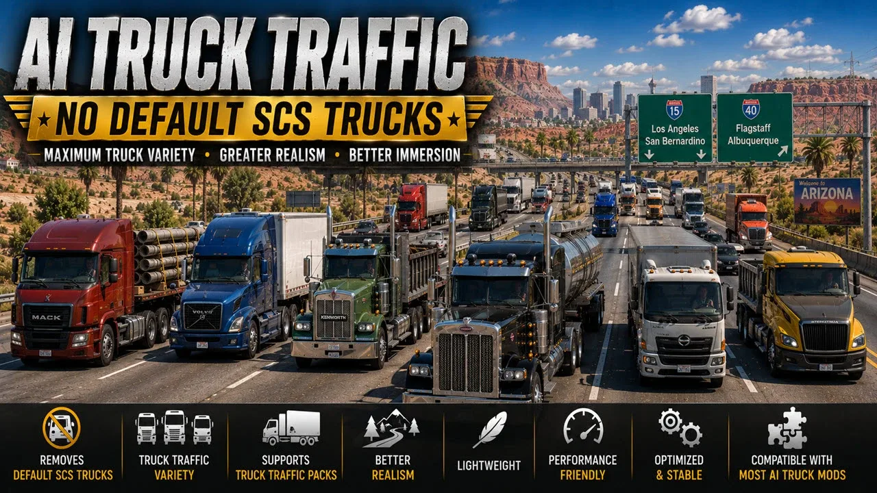 ATS AI Traffic No Default SCS Trucks (Kass) para American Truck Simulator