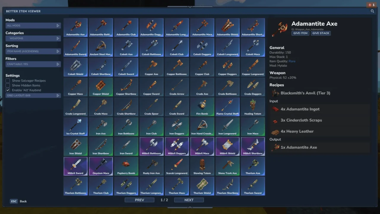 Better Item Viewer (JEI) for Hytale