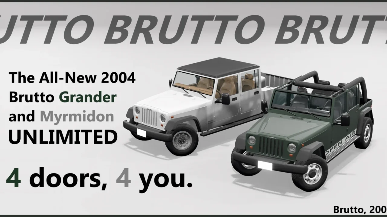 Brutto Grander, Myrmidon and M-Series (1986-2016) for BeamNG.drive