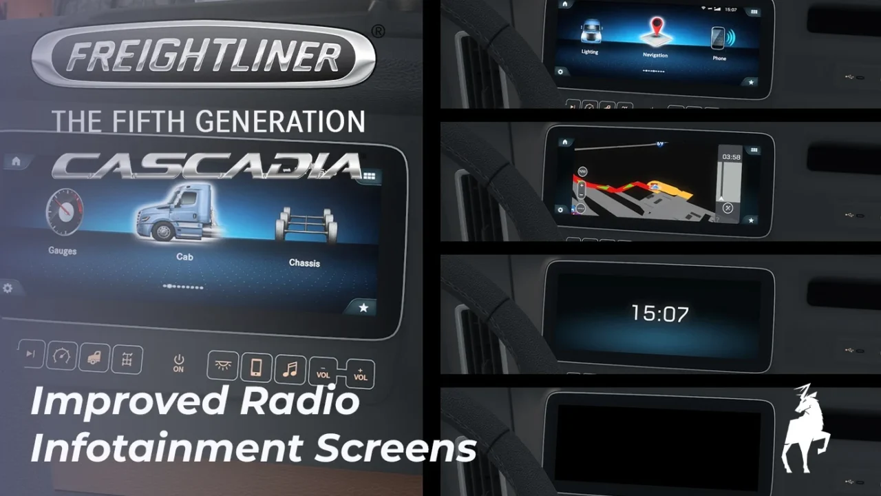Freightliner Cascadia 2024 – Improved Radio Infotainment Screens for American Truck Simulator