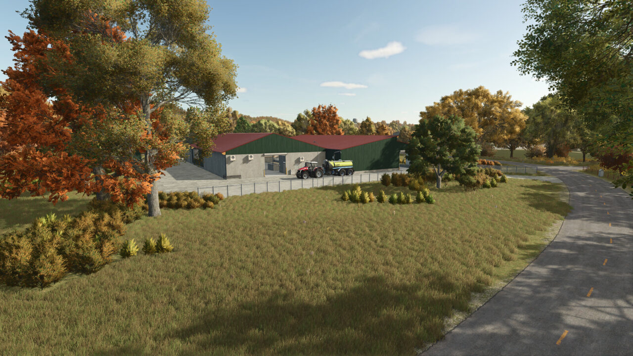 Cow Barn Big With LIZARD Mixfeeder para Farming Simulator 25