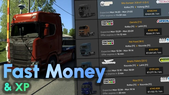 Fast Money & XP (Galvin): 50 veces más dinero y 100 veces más XP para Euro Truck Simulator 2