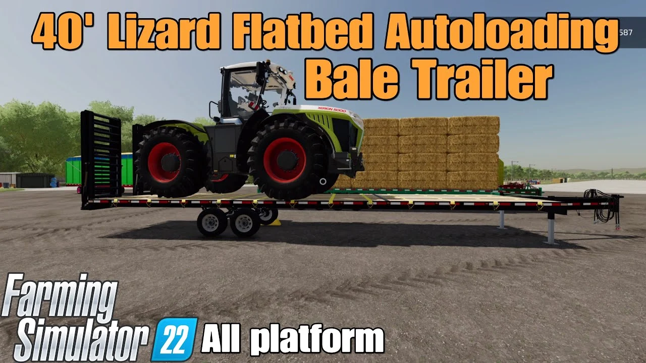 40′ Flatbed Autoloading Bale Trailer for Farming Simulator 22