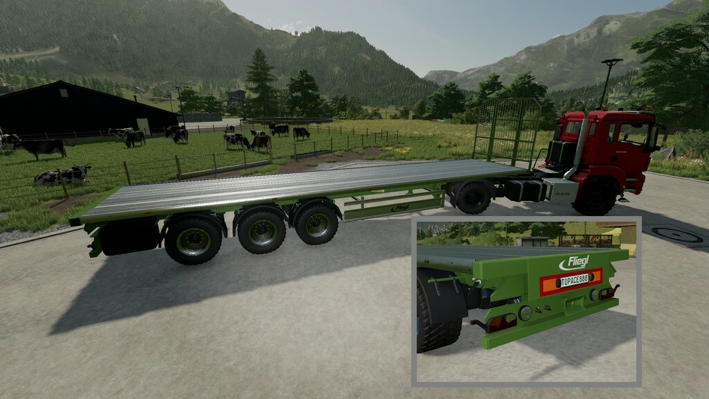 Fliegl Flatbed Semitrailer para Farming Simulator 22