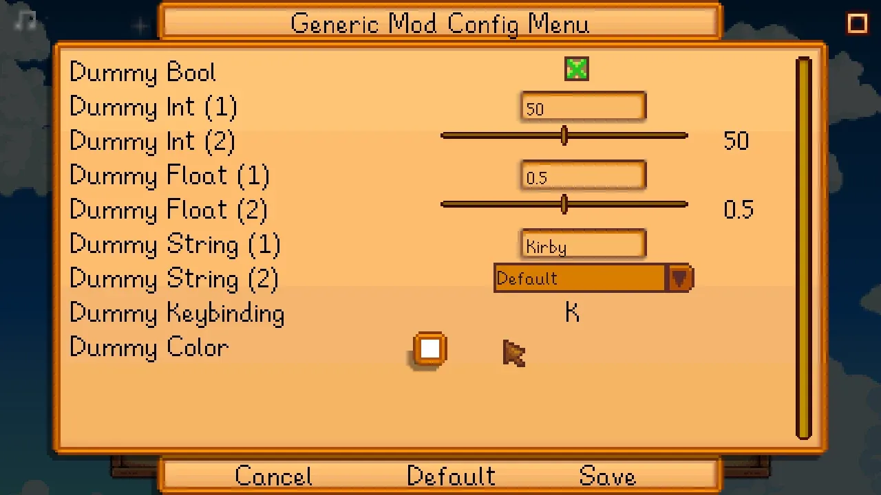 Generic Mod Config Menu for Stardew Valley