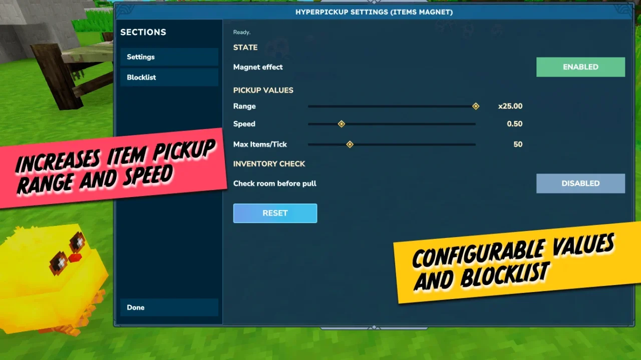 Items Magnet (Hyper Pickup) for Hytale