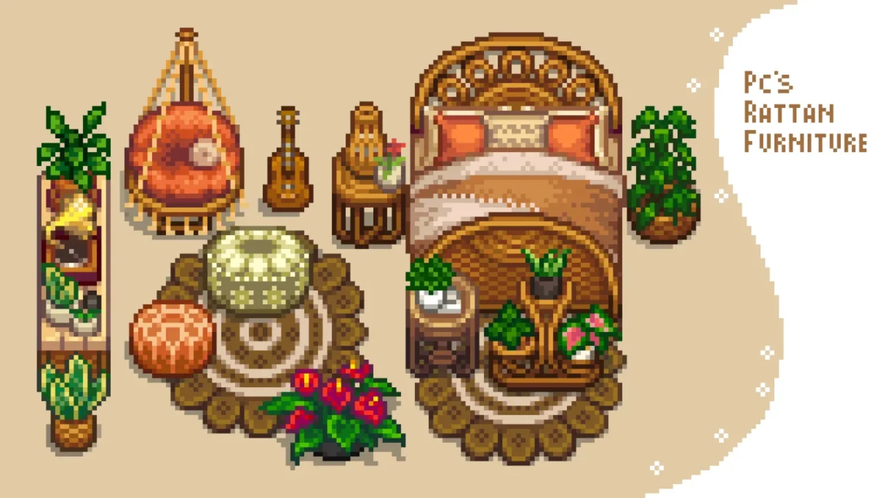 PCs Rattan Furniture for Stardew Valley