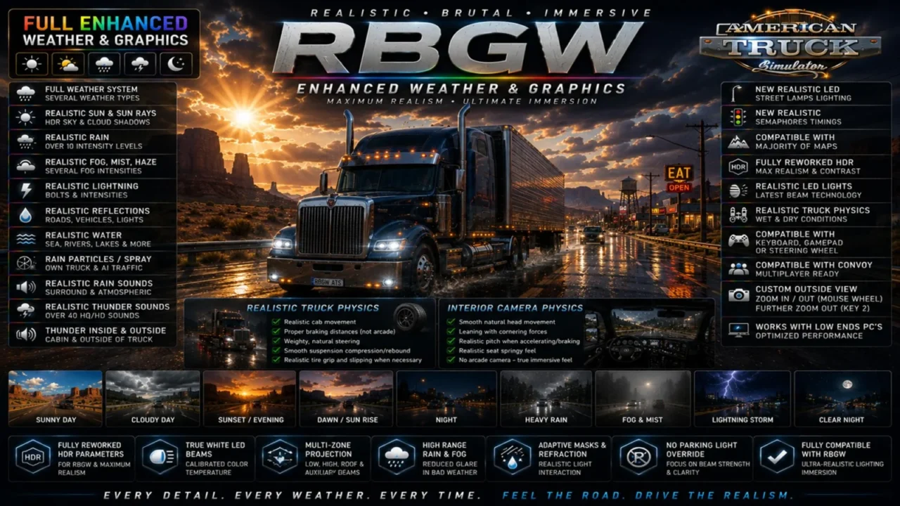 Realistic Brutal Graphics And Weather for American Truck Simulator