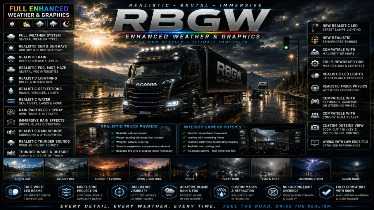 Realistic Brutal Graphics And Weather for Euro Truck Simulator 2