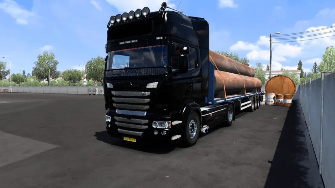 Scania V8 Open pipe Lepidas exhaust system for Euro Truck Simulator 2