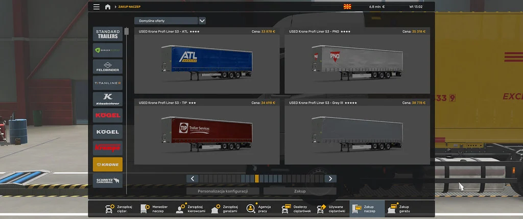Used Trailers at Dealership: used Krone S3 trailers (Gelex) for Euro Truck Simulator 2
