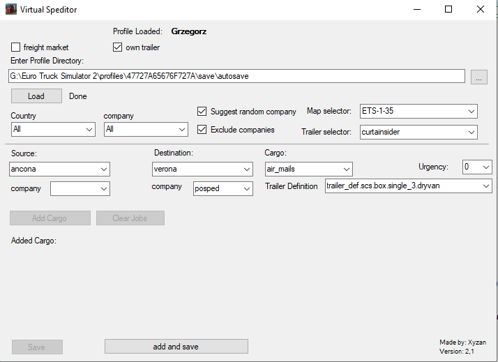 Virtual Speditor Program – Job scheduler for Euro Truck Simulator 2
