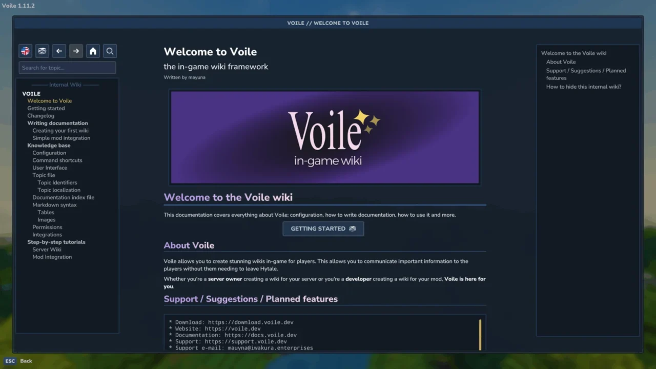 Voile (in-game wiki) for Hytale