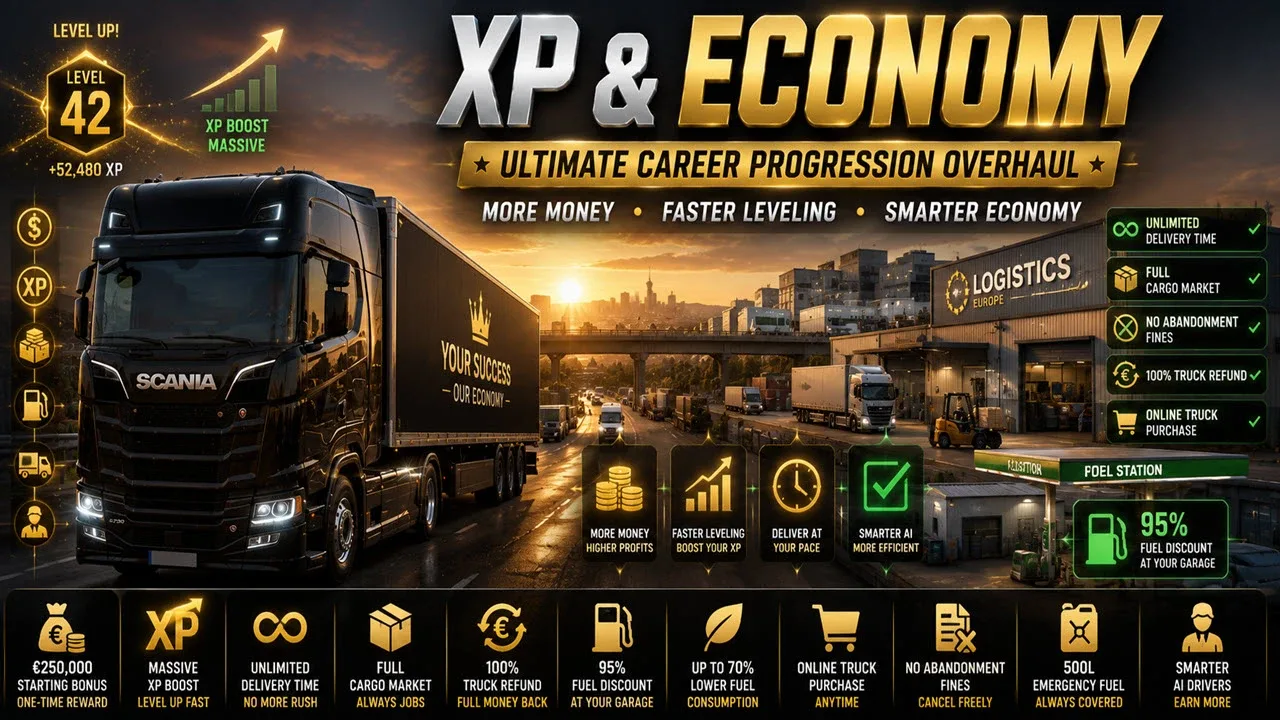 ETS2 XP & Economy Rebalance for Euro Truck Simulator 2